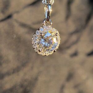 Radiant Silver Halo Pendant Necklace